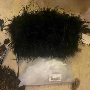 Club L London Black Ostrich Feather Top NWT Size Small